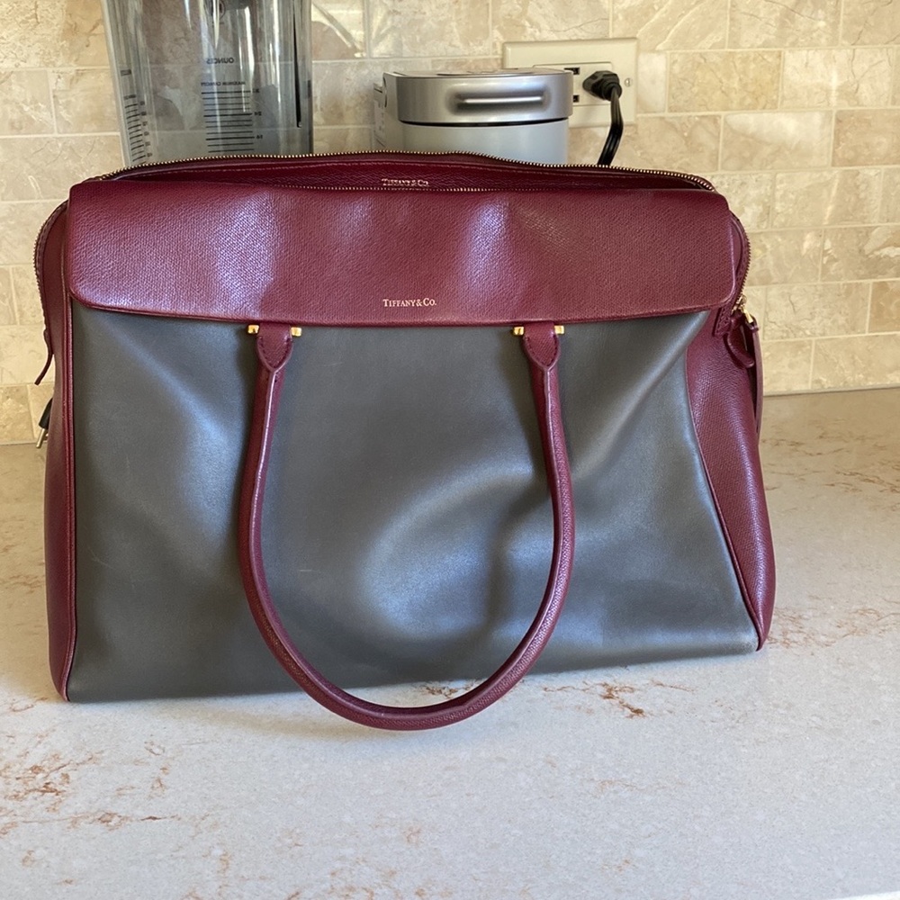 Tiffany & Co GORGEOUS 2 tone grey/burgundy bag